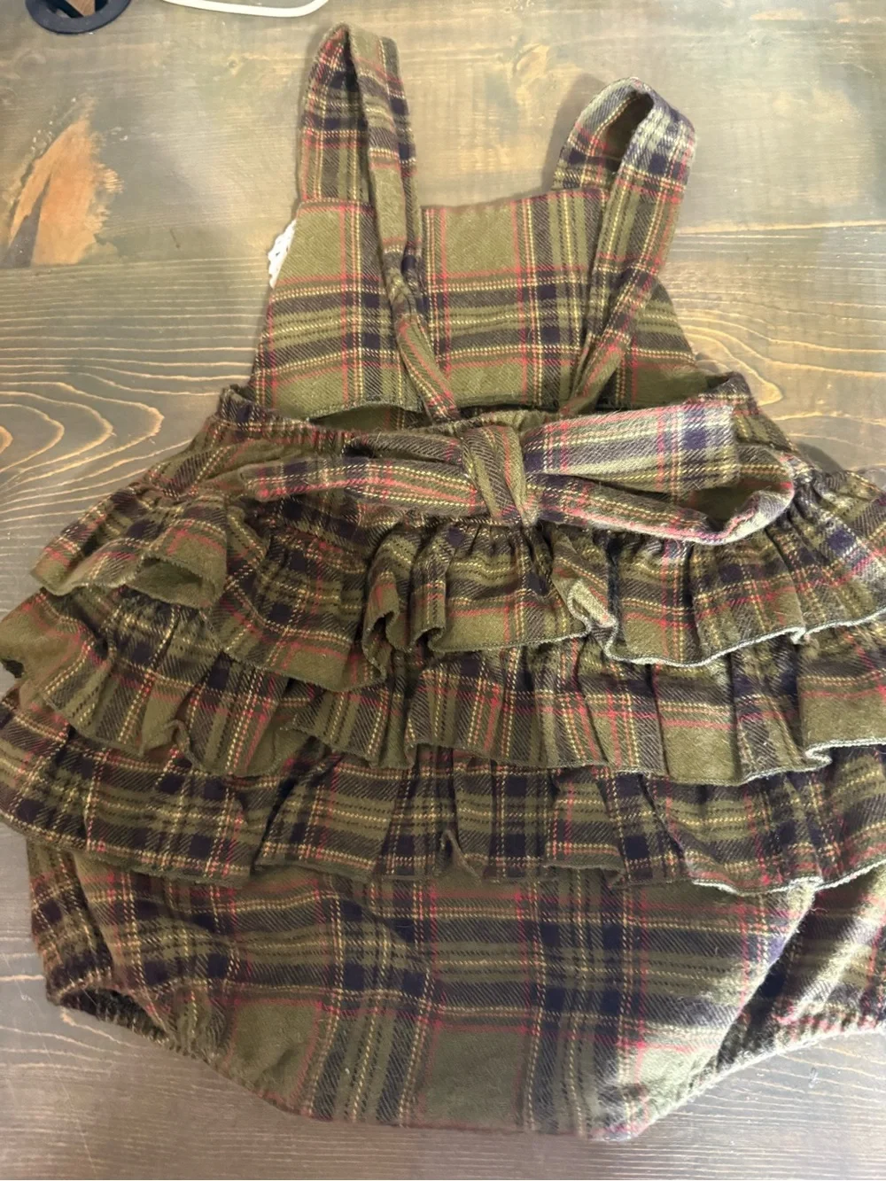 Ricrac and Ruffles plaid flannel romper size 18 M